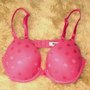 Victoria Secret PINK Wear Everywhere Push Up Bra 38B Polka Dot Excellent